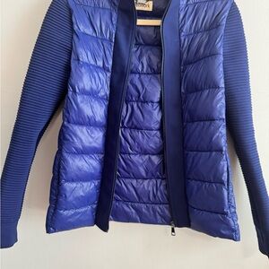 Network Cobalt Blue Puffer Jacket with Ribbed Sleeves – Lightly Worn